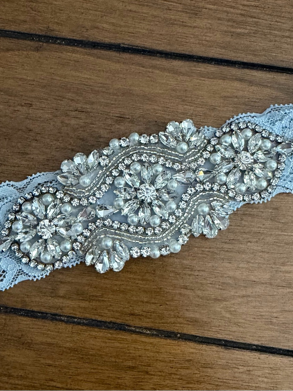 Crystal and Lace Bridal Garter Belt
